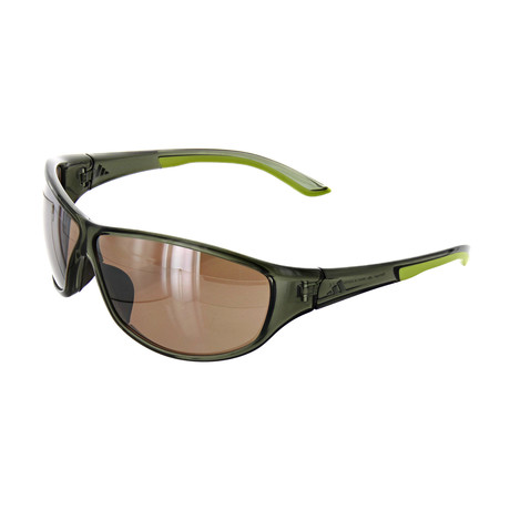 Adidas // Unisex Daroga Rectangular Sunglasses // Lime + Green Transparent