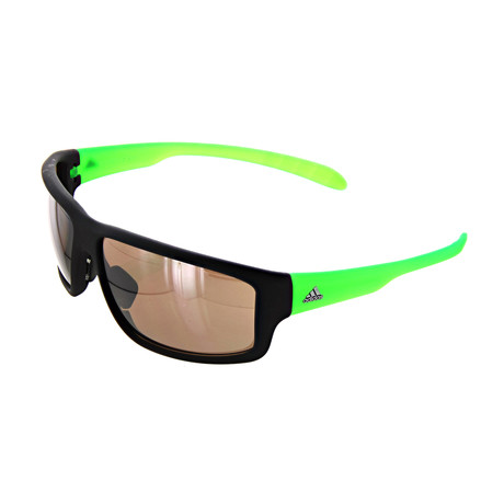 Adidas // Unisex Kumacross Rectangular Sunglasses // Matte Black + Green