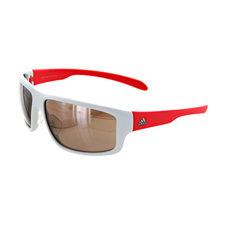 Adidas // Unisex Kumacross Rectangular Sunglasses // Matte White + Flash Red