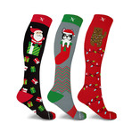 Joyous // Holiday Fun Knee High Compression Socks // 3-Pairs (Small / Medium)