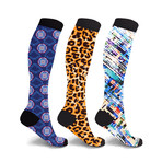 Fast Lane // Elite Printed Knee High Compression Socks // 3-Pairs (Small / Medium)