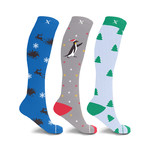 Winter Wonderland // Holiday Fun Knee-High Compression Socks // 3-Pairs (Small / Medium)