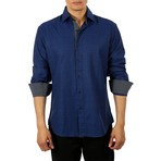 Grace Long-Sleeve Button-Up Shirt // Navy (L)