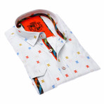 Pedro Print Button-Up Long Sleeve Shirt // White (L)