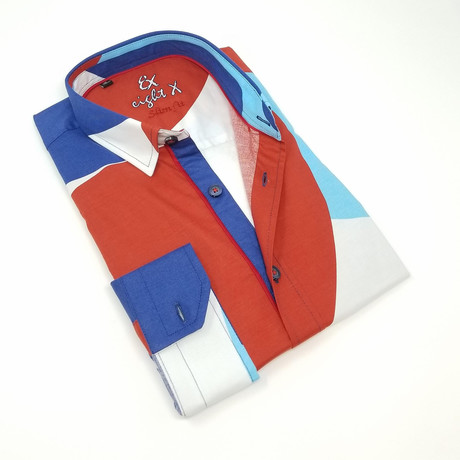 Kane Print Button-Up Shirt // White (L)