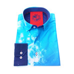 Longstaff Print Button-Up // Blue (S)