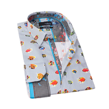 Johnny Print Button-Up Shirt // White (S)