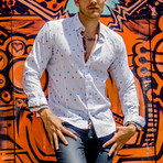 Pedro Print Button-Up Long Sleeve Shirt // White (3XL)