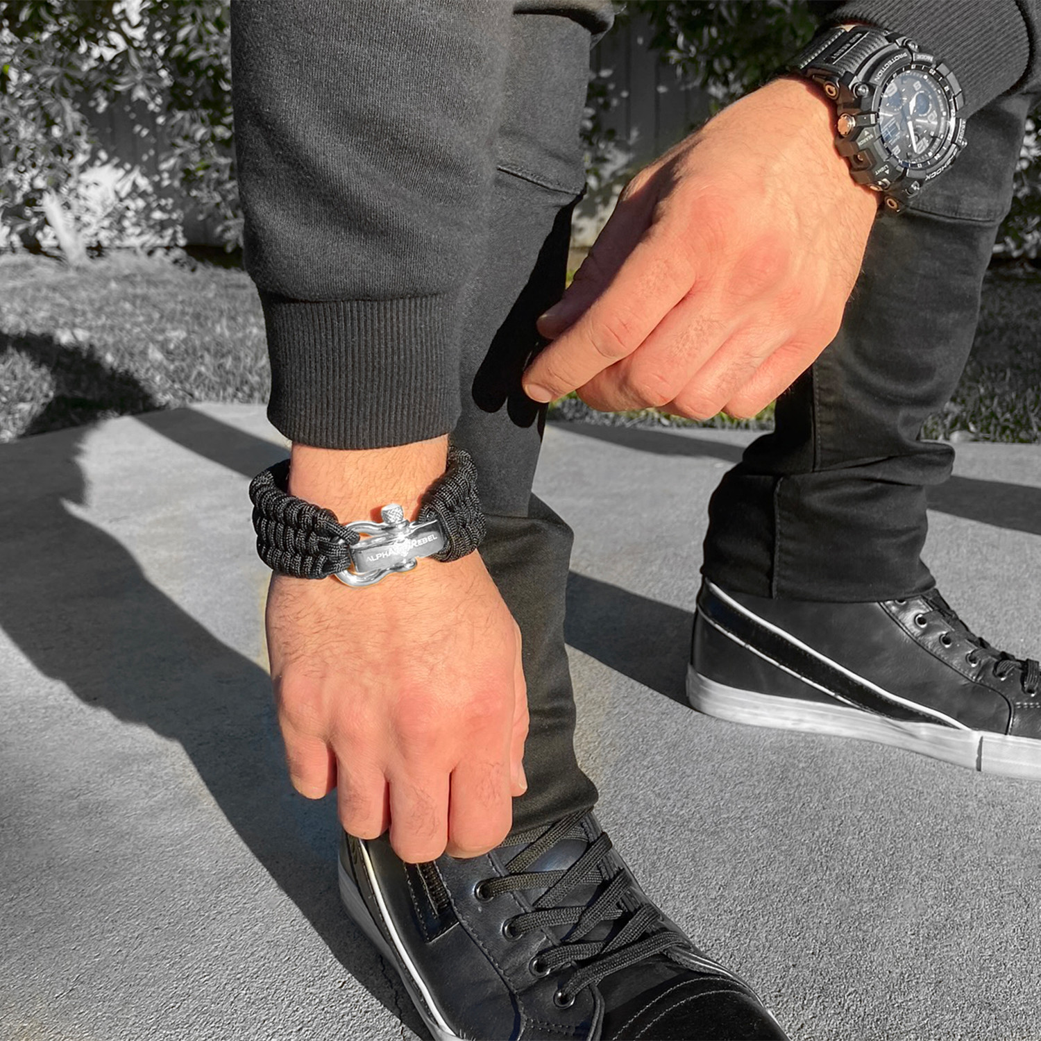 KCUF Wide Luxury Paracord Bracelet // 925 Sterling Silver Plated (Small