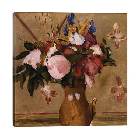 Flowers in a Vase, Copy After A Painting // Cezanne, c.1886 // Odilon Redon (12"W x 12"H x 0.75"D)