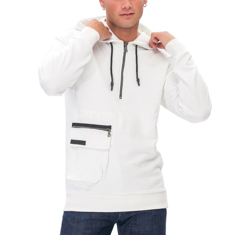 Brian Half-Zip Hoodie // White (Medium)