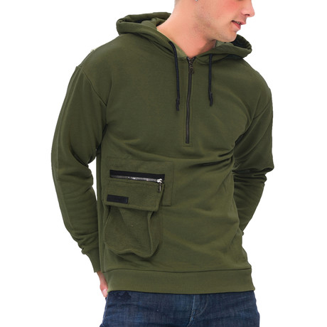 Brian Half-Zip Hoodie // Green (Medium)