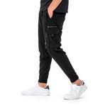 Theo Track Pants + Zip Detail // Black (Medium)