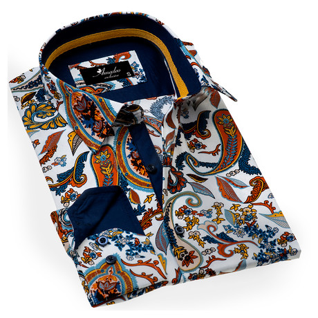 Amedeo Exclusive // Paisley Reversible Cuff Button-Down Shirt // Multicolor (S)