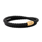 Suprema Leather Bracelet // Matte Gold + Black (14.57"L)