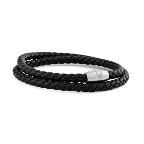 Suprema Leather Bracelet // Matte Silver + Black (14.57"L)