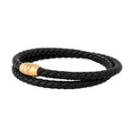 Suprema Leather Bracelet // Matte Gold + Black (14.57"L)