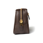 Men's Leather Single Zip Toiletry Bag // Brown