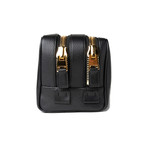 Men's Leather Double Zip Toiletry Bag // Black