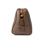 Men's Leather Single Zip Toiletry Bag // Light Brown