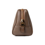 Men's Leather Single Zip Toiletry Bag // Light Brown