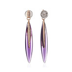 Crivelli 18k Two-Tone Gold Diamond + Amethyst Drop Earrings I