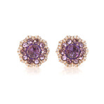 Crivelli 18k Two-Tone Gold Diamond + Amethyst Stud Earrings