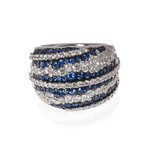 Crivelli 18k White Gold Diamond + Sapphire Band Ring // Ring Size: 6.75