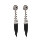 Crivelli 18k White Gold Diamond + Onyx Drop Earrings