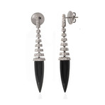 Crivelli 18k White Gold Diamond + Onyx Drop Earrings