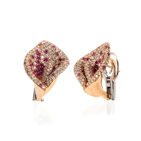 Crivelli 18k Two-Tone Gold Diamond + Sapphire Statement Earrings