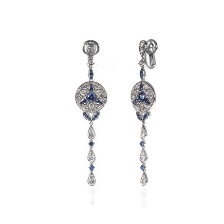 Crivelli 18k White Gold Diamond + Sapphire Earrings