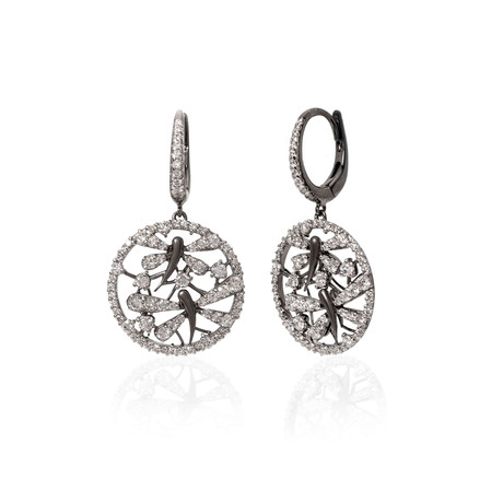 Crivelli 18k White Gold Diamond Drop Earrings