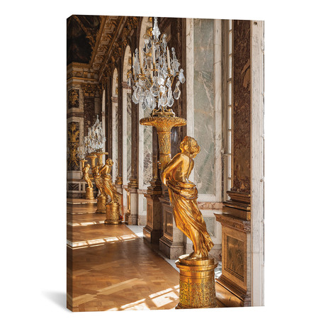 Versailles, Gold Torchere In Hall Of Mirrors (12"W x 18"H x 0.75"D)