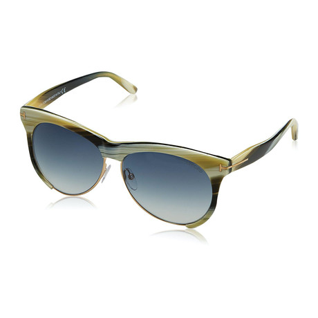 Women's Leona Sunglasses // Beige Horn + Smoke Gradient