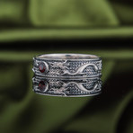 Dragon Band + CZ Gem // Silver (6)