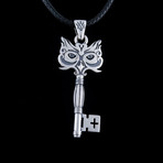 Owl Key Pendant + CZ Gem // Silver