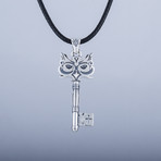 Owl Key Pendant + CZ Gem // Silver