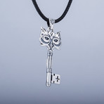 Owl Key Pendant + CZ Gem // Silver