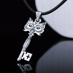 Owl Key Pendant + CZ Gem // Silver