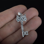 Owl Key Pendant + CZ Gem // Silver