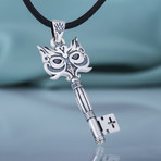 Owl Key Pendant + CZ Gem // Silver