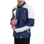 Asher Jacket // White + Blue (Euro: 48)