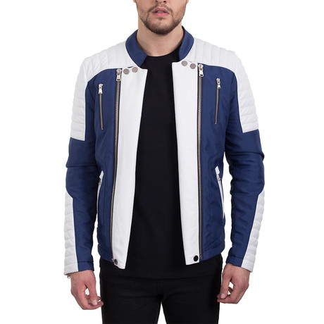 Asher Jacket // White + Blue (Euro: 48)