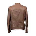 Leather Biker Jacket // Brown (L)