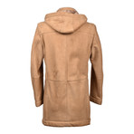 Fur Lined Suede Parka Coat // Tan (XS)