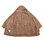 Fur Lined Suede Parka Coat // Tan (XS)