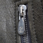 Fur Lined Leather Biker Vest // Black + Brown (XS)