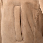 Fur Lined Suede Parka Coat // Tan (XS)