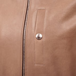 Leather Biker Jacket // Brown (L)